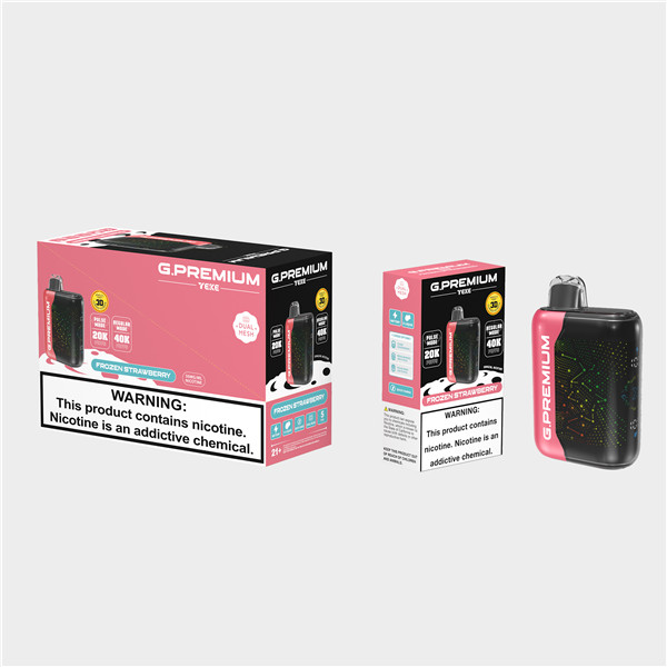 <p>The Frozen Strawberry G.PREMIUM 40K disposable device deliver a perfect balance of strawberry ,Sweety ice flavour enhanced with a refreshing menthol breeze, and full of tropical flair in every puff.</p><p><br/></p><p><strong>Key Features:</strong></p><p><strong>Flavour Profile:</strong> Frozen Strawberry&nbsp;</p><p><strong>Puff Count: Up </strong>to 40,000 puffs per device·&nbsp;</p><p><strong>E-liquid Capacity: </strong>18ml ·&nbsp;</p><p><strong>Coil Type: </strong>Dual Mesh Coils</p><p><strong>Battery Capacity:</strong> 800mAh (Rechargeable)</p><p><strong>Modes:</strong> Normal & Boost</p><p><strong>LED Display: </strong>Yes.</p><p><strong>Activation:</strong> Draw-activated firing</p><p><strong>Available Flavours</strong>: 32</p><p><br/></p>