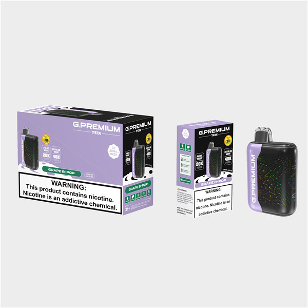 <p>The Grape B-pop G.PREMIUM 40K disposable device deliver a perfect balance of grape ,Sweety flavour enhanced with a refreshing breeze, and full of tropical flair in every puff.</p><p><strong>Key Features:</strong></p><p><strong>Flavour Profile: </strong>Grape B-POP</p><p><strong>Puff Count: </strong>Up to 40,000 puffs per device·&nbsp;</p><p><strong>E-liquid Capacity: </strong>18ml ·&nbsp;</p><p><strong>Coil Type:</strong> Dual Mesh Coils</p><p><strong>Battery Capacity: </strong>800mAh (Rechargeable)</p><p><strong>Modes: </strong>Normal & Boost</p><p><strong>LED Display: </strong>Yes.</p><p><strong>Activation:</strong> Draw-activated firing</p><p><strong>Available Flavours</strong>: 32</p><p><br/></p>