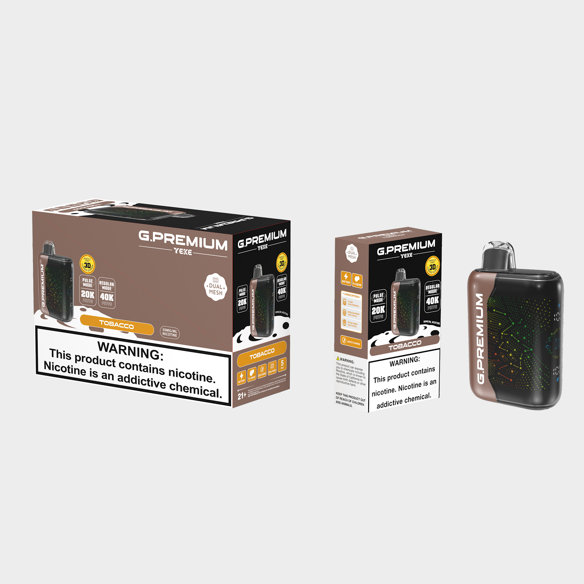 <p>The Tobacco G.PREMIUM 40K disposable device deliver a&nbsp; classical Tobacco flavour.</p><p><strong>Key Features:</strong></p><p><strong>Flavour Profile:&nbsp; </strong>&nbsp;Tobacco</p><p><strong>Puff Count: </strong>Up to 40,000 puffs per device·&nbsp;&nbsp;</p><p><strong>E-liquid Capacity</strong>: 18ml ·&nbsp;</p><p><strong>Coil Type</strong>: Dual Mesh Coils</p><p><strong>Battery Capacity</strong>: 800mAh (Rechargeable)</p><p><strong>Modes:</strong> Normal & Boost</p><p><strong>LED Display:</strong> Yes.</p><p><strong>Activation:</strong> Draw-activated firing</p><p><strong>Available Flavours:</strong> 32</p>