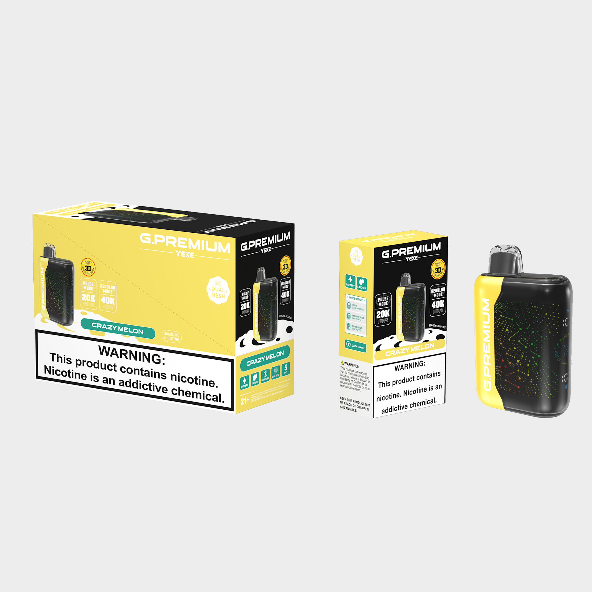 <p>The Crazy Melon G.PREMIUM 40K disposable device deliver a prefect balance of Three layers of ripe, sweet, and tangy melon for an explosion of flavour.<br/><br/><strong>Key Features:<br/></strong><br/><strong>Flavour Profile:&nbsp; Crazy Melon</strong><br/><br/><strong>Puff Count: Up to 40,000 puffs per device·&nbsp;</strong><br/><br/><strong>E-liquid Capacity</strong>: 18ml ·&nbsp;<br/><br/><strong>Coil Type:</strong> Dual Mesh Coils<br/><br/><strong>Battery Capacity: </strong>800mAh (Rechargeable)<br/><br/><strong>Modes</strong>: Normal & Boost<br/><br/><strong>LED Display</strong>: Yes.<br/><br/><strong>Activation: </strong>Draw-activated firing<br/><br/><strong>Available Flavours</strong>: 32</p>